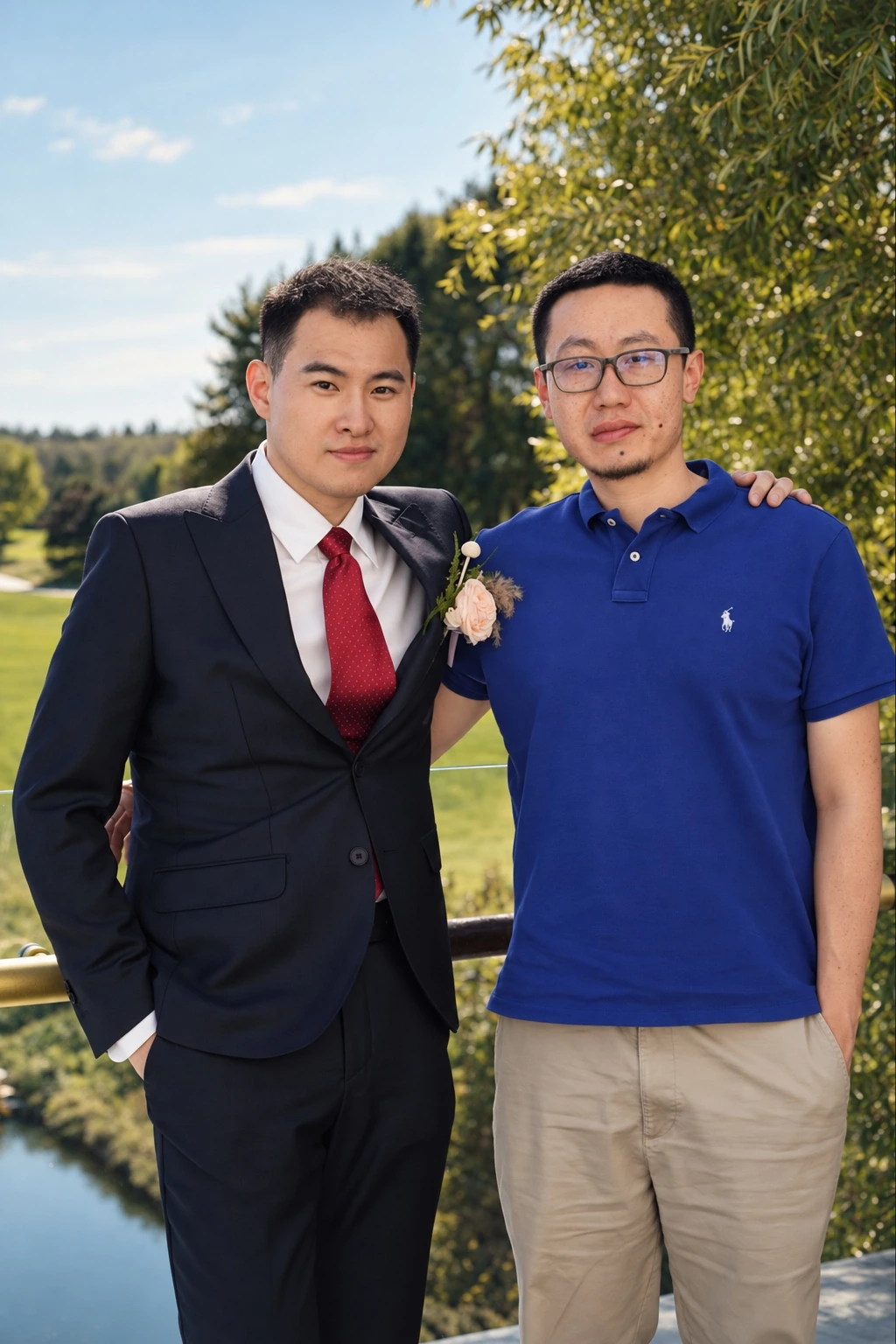 新郎与亲友的合照 · A portrait with a friend