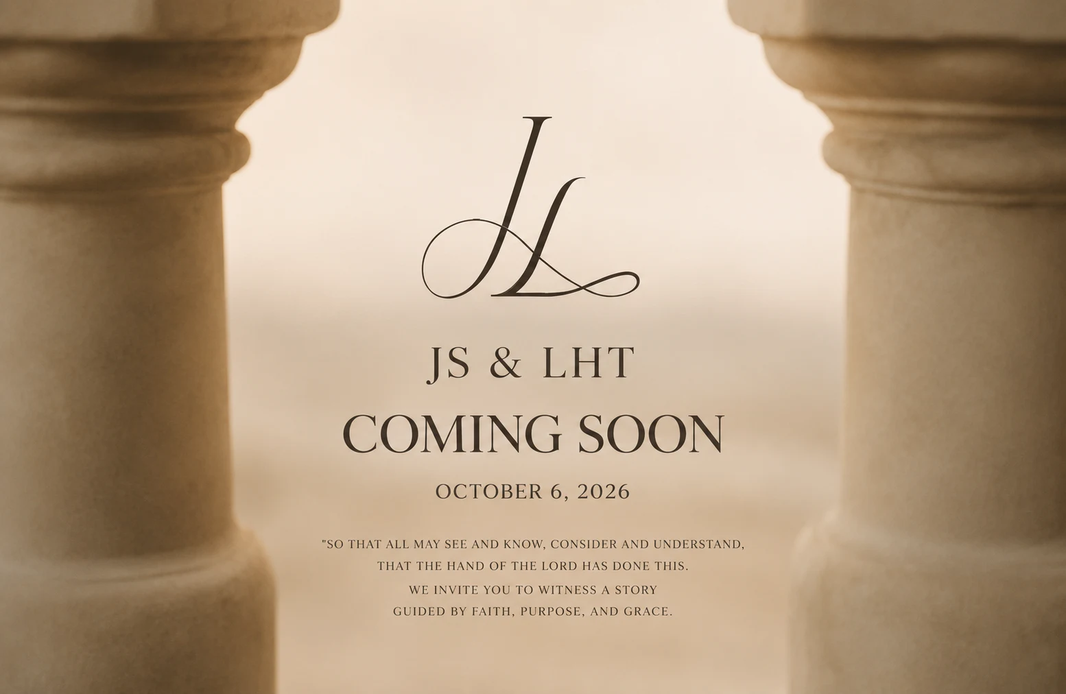 JS 与 LHT 婚礼开场视觉：Coming Soon，2026 年 10 月 6 日